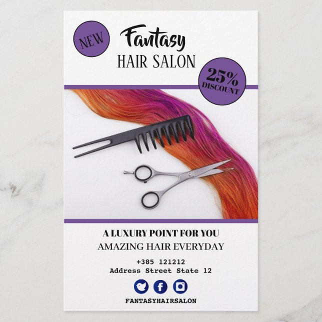 Hair Salon Business Design Flyer (Front)