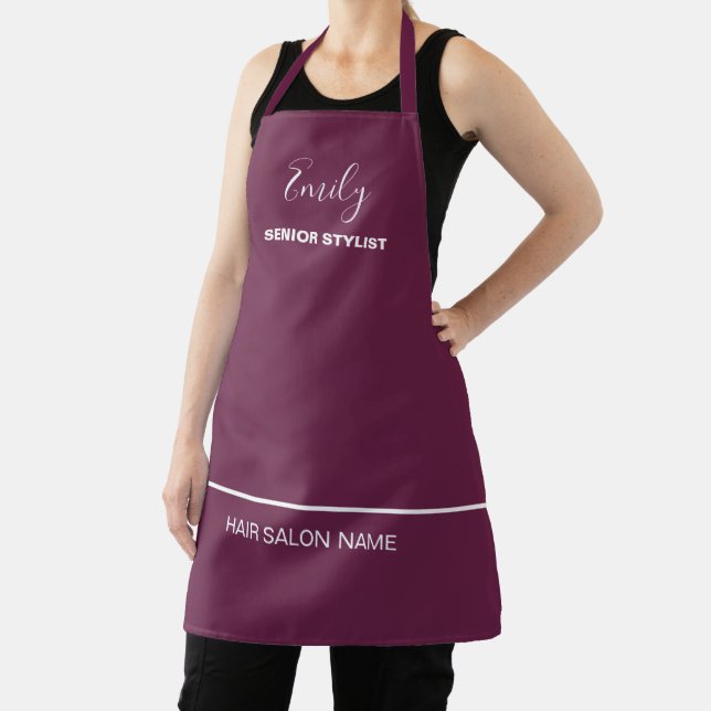 Hair Salon Business Name Employee Job Burgundy  Apron (Insitu)