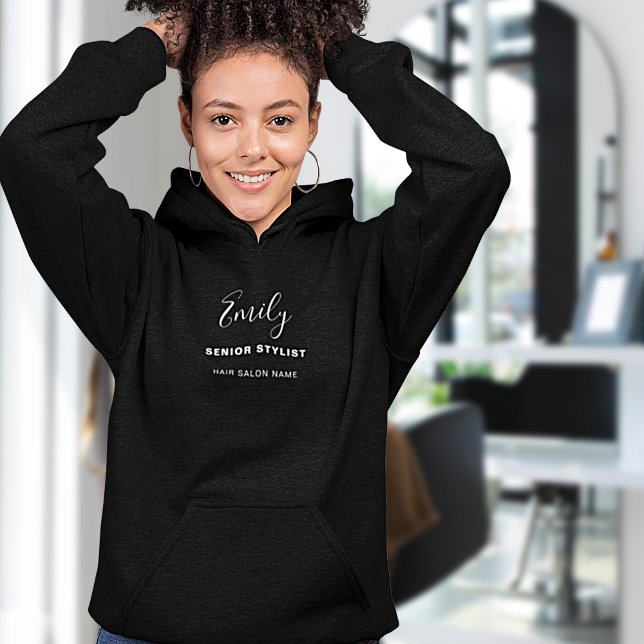 Hair Salon Business Name Employee Job Title Black Hoodie (Creator Uploaded)