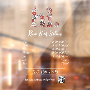 Hair Salon Business Open Hours Window Cling