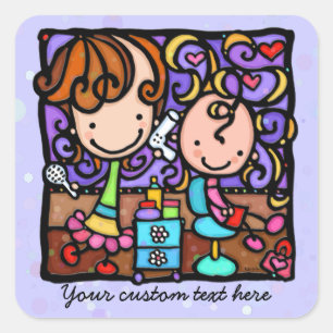 Hair Salon children's kids haircuts Square Sticker