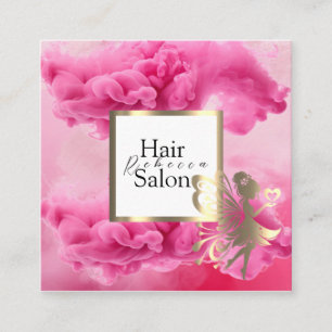 Hair Salon Colourful Typography Modern Hairstylist Square Business Card
