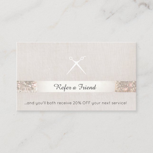 Hair Salon Customer Referral Sequin Scissors (Front)