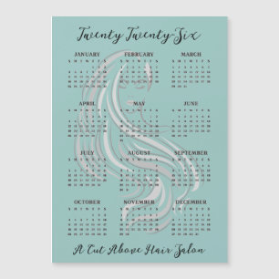 Hair Salon Design 2026 Calendar Magnetic Card