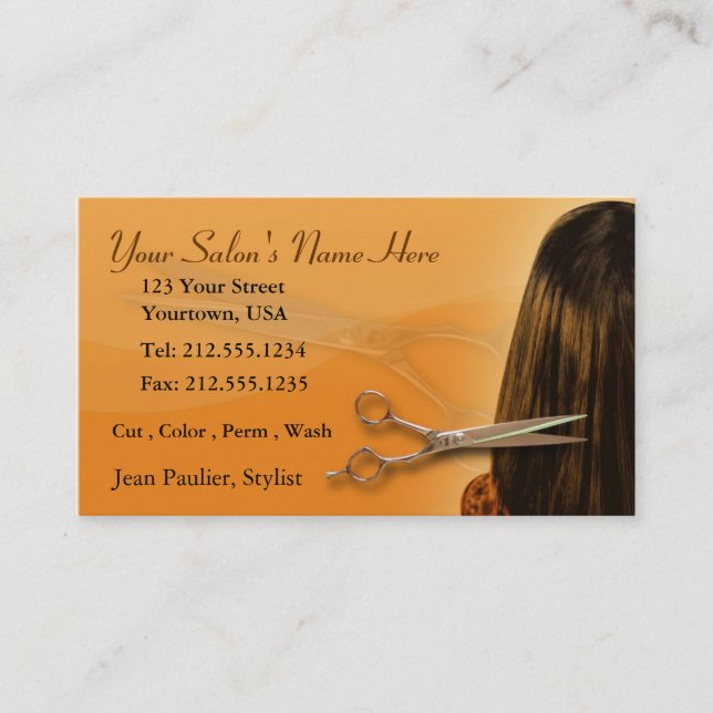 Hair Salon Editable Business Card (Front)