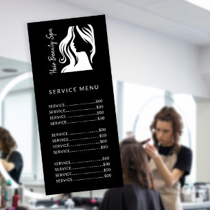 Hair salon elegant logo black white service menu