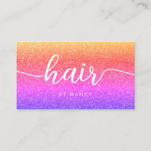 hair salon elegant script typography gold glitter business card