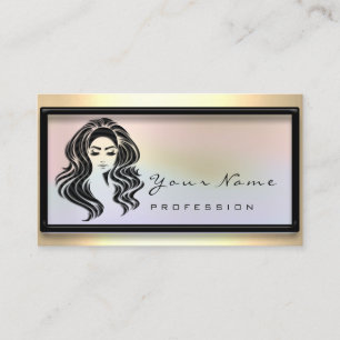 Hair Salon Eyelash Extension Makeup Holographic Business Card