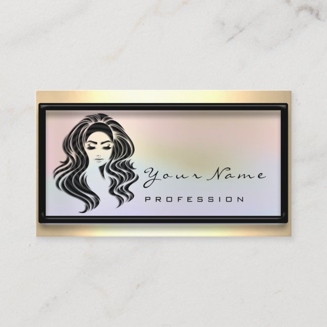 Hair Salon Eyelash Extension Makeup Holographic Business Card (Front)