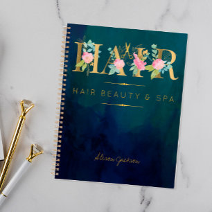 Hair salon faux gold foil navy glam appointments planner