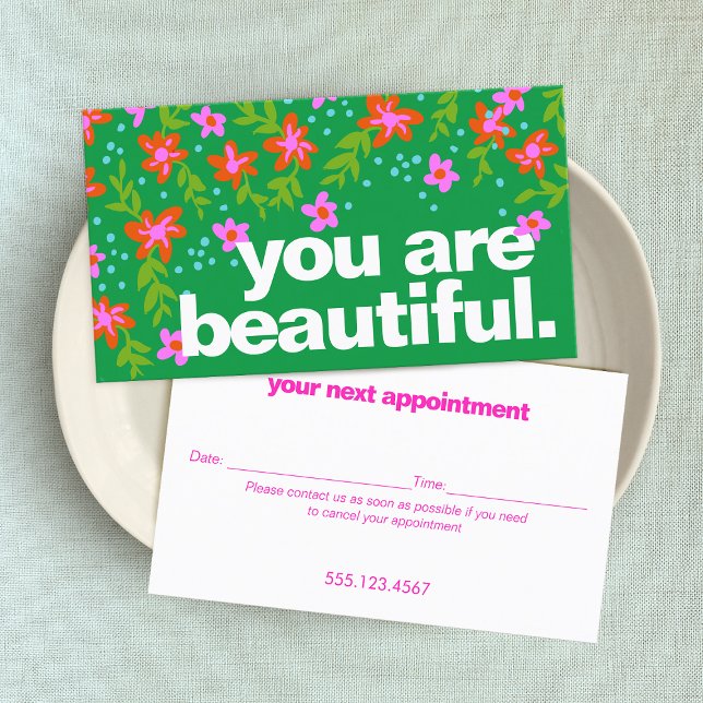 Hair Salon Floral Appointment Reminder Card (Creator Uploaded)