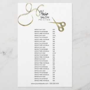 Hair Salon Flyer Pricing List Gold Black Menu