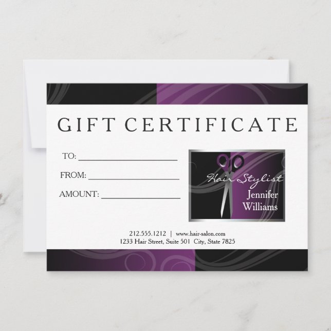 Hair Salon gift cards (Front)