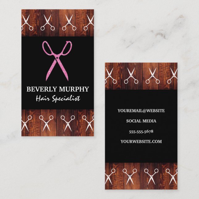 Hair Salon | Glitter Salon Scissors Business Card (Front/Back)