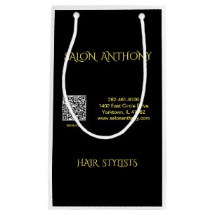 Hair Salon Gold Black QR Small Gift Bag