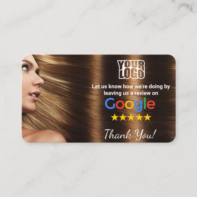 Hair salon Google Review Template With QR  Business Card (Front)