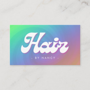 Hair Salon groovy retro rainbow swirl Business Card