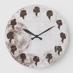 Hair Salon Hairdresser Elegant Brown Clock