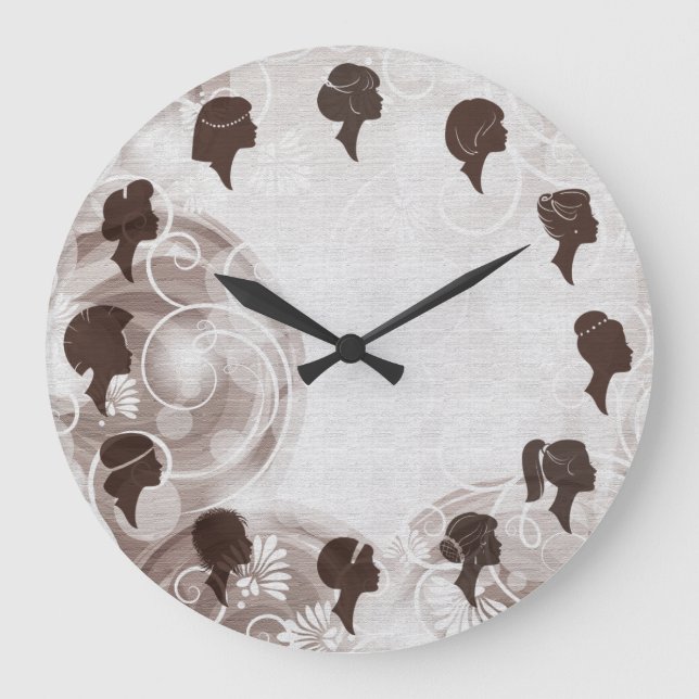 Hair Salon Hairdresser Elegant Brown Clock (Front)