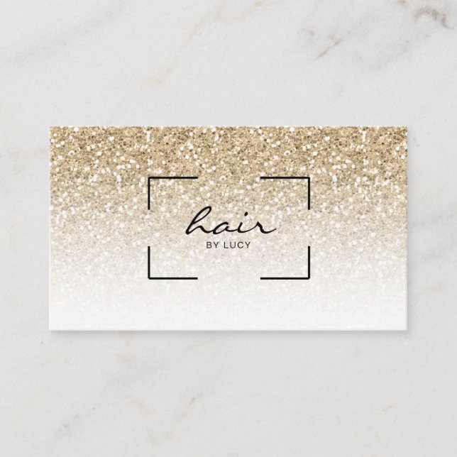 Hair Salon Hairdresser Gold Glitter Business Card (Front)