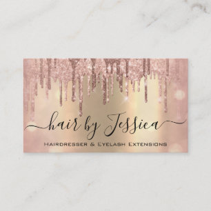 Hair Salon Hairdresser Nails Makeup Rose Gold Business Card