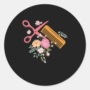 Hair Salon Hairdresser Scissors Hair Stylist Barbe Classic Round Sticker