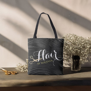 Hair Salon Hairstylist Modern Black Gold Scissors Tote Bag