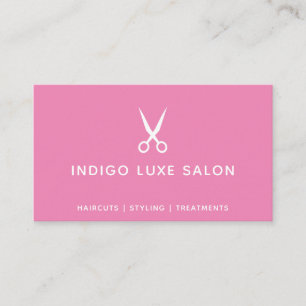 Hair Salon Hairstylist Modern Scissors Dark Pink Business Card