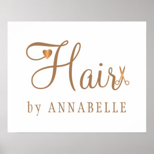 Hair salon hairstylist name copper gold glitter poster