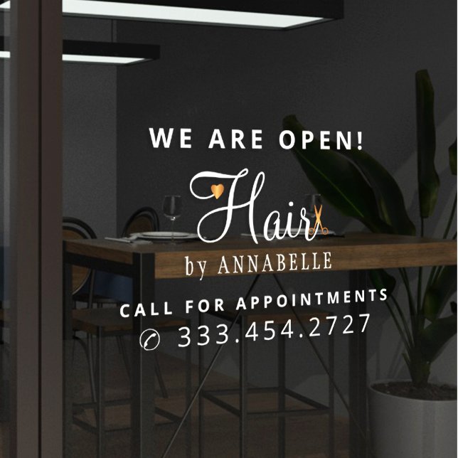 Hair salon hairstylist name promotional window cling (Creator Uploaded)