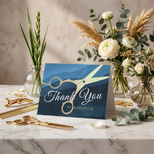Hair Salon Hairstylist Thank You Gold Scissors Card