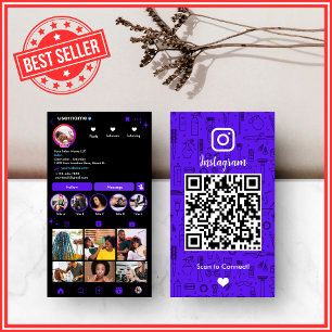 Hair Salon Instagram Violet Social Media QR Code Business Card