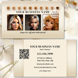 Hair Salon Logo QR Code Photos Loyalty Card