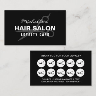 Hair salon loyalty business card template