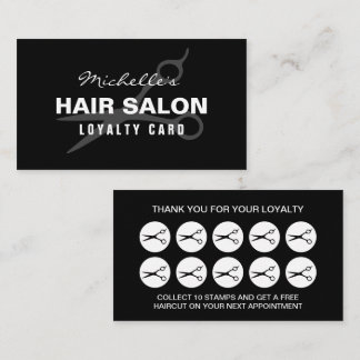 Hair salon loyalty business card template