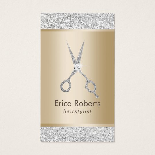 Hair Salon Luxury Silver Glitter Hairstylist Business Card