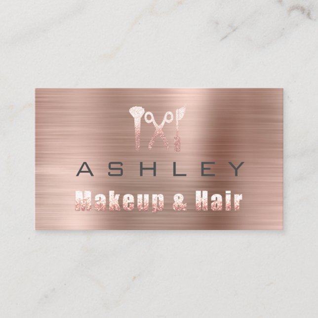 Hair Salon Makeup Artist Appointment Grey Rose Business Card (Front)