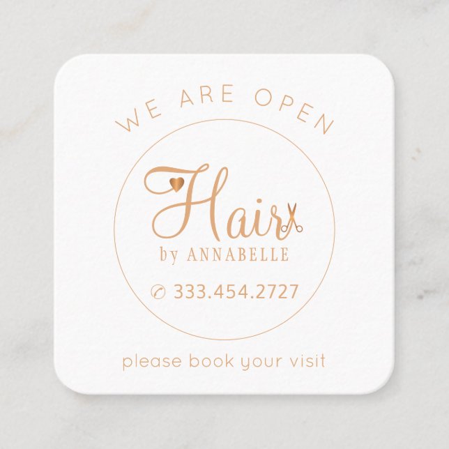 Hair salon modern elegant hairdresser appointment card (Front)