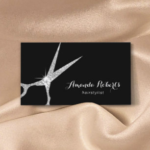 Hair Salon Modern Silver Glitter Appointment Card