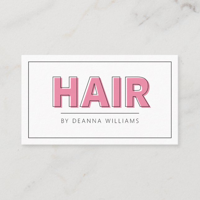 Hair Salon Modern Simple Pink Business Card (Front)