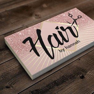 Hair Salon Modern Typograpy Rose Gold Ombre Business Card