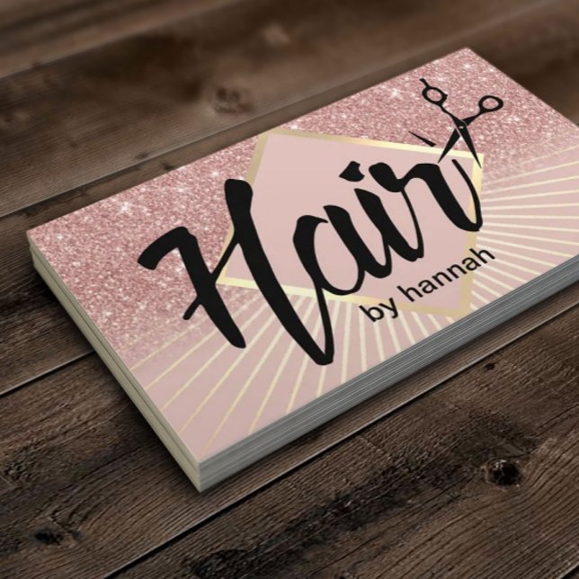 Hair Salon Modern Typograpy Rose Gold Ombre Business Card (Creator Uploaded)