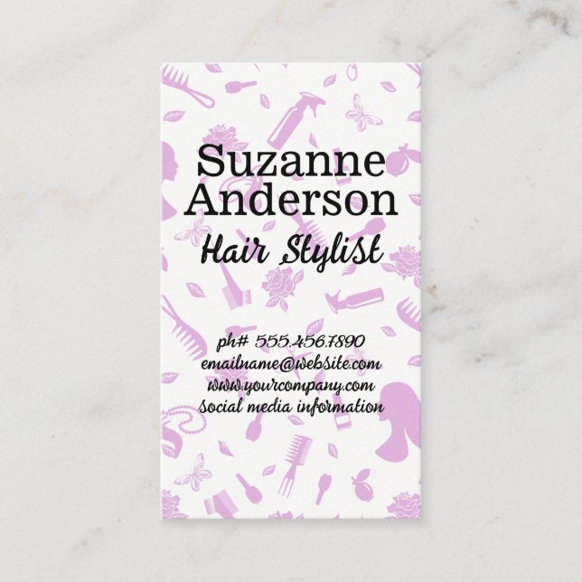 Hair Salon Pattern | Women Beauty Business Card (Front)