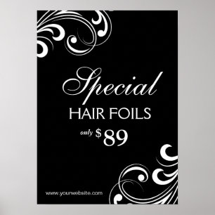 HAIR Salon Poster Spa Black & White Swirls