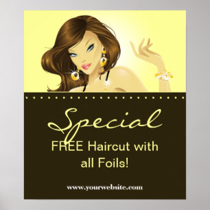 Hair Salon Posters Pretty Woman Yellow Jewelry