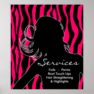 Hair Salon Posters Woman Pink Zebra