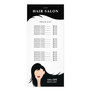 Hair Salon Price List Black Hairstylist Model Rack Card