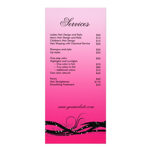 Hair Salon Rack Card Beauty Cosmetologist Brochure (Front)