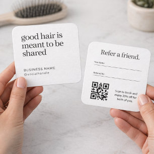 Hair Salon Referral Card with QR Code