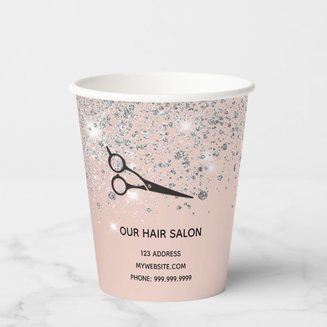 Hair salon rose gold silver lashes paper cups (Front)